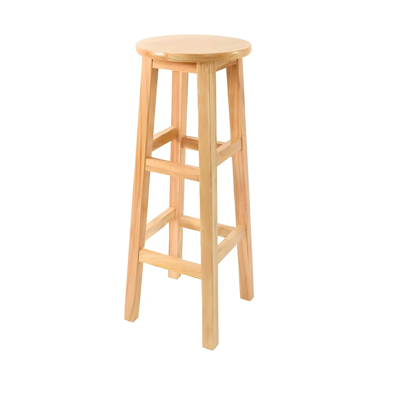 Round Oak Wood Backless Counter Height Bar Stool