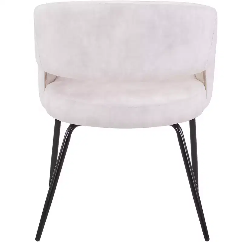 LeisureMod Dining Chair Upholstered in Velvet/Leather with Open Curved Backrest and Powder-Coated Iron Legs Gavin Collection Set of 2