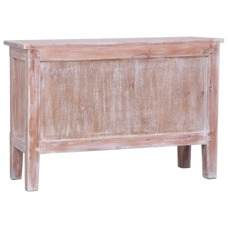 Solid Mahogany Sideboard with 2 Drawers – Brown / White Wash, Mid-Century Modern