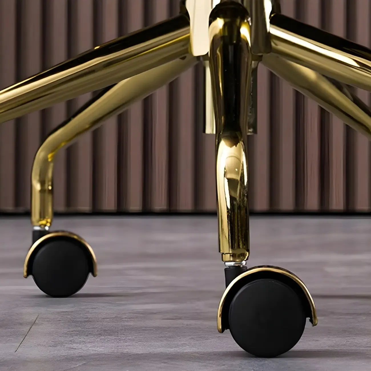 Gold Base Tufted Leather Adjustable Office Chair