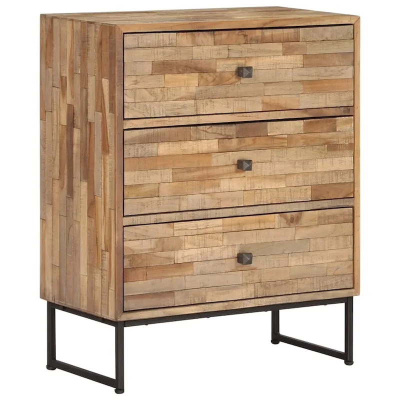 Brown Reclaimed Teak 3-Drawer Sideboard for 1