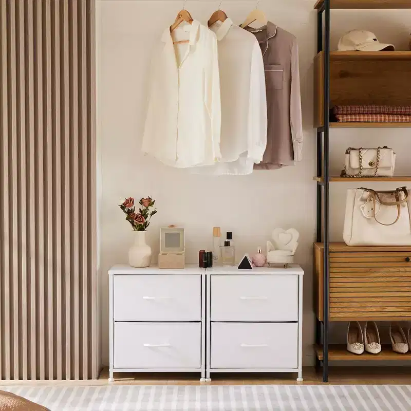 Metal Frame Dresser with Wood Top