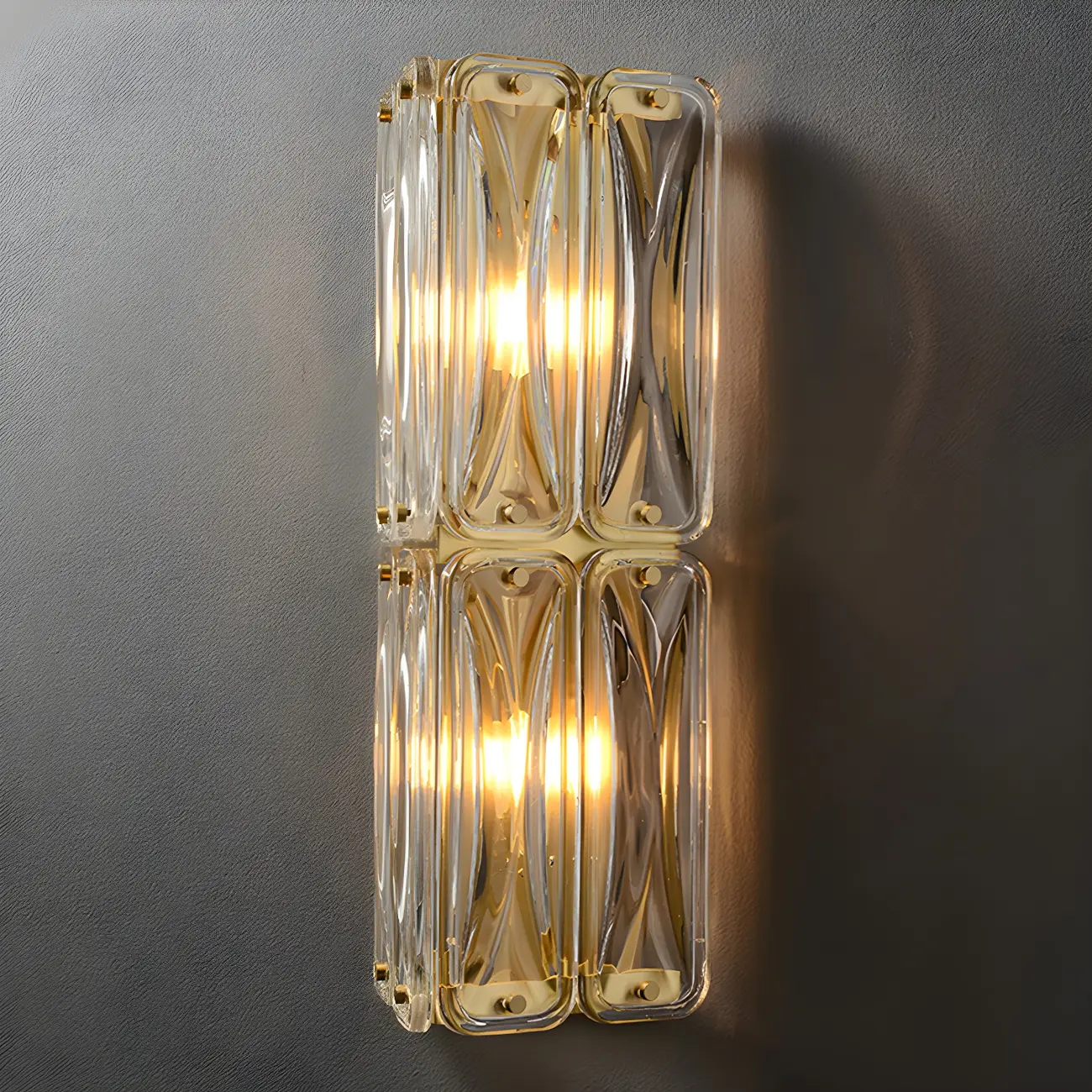 Modern Gold Metal Clear Glass Geometry Wall Sconce