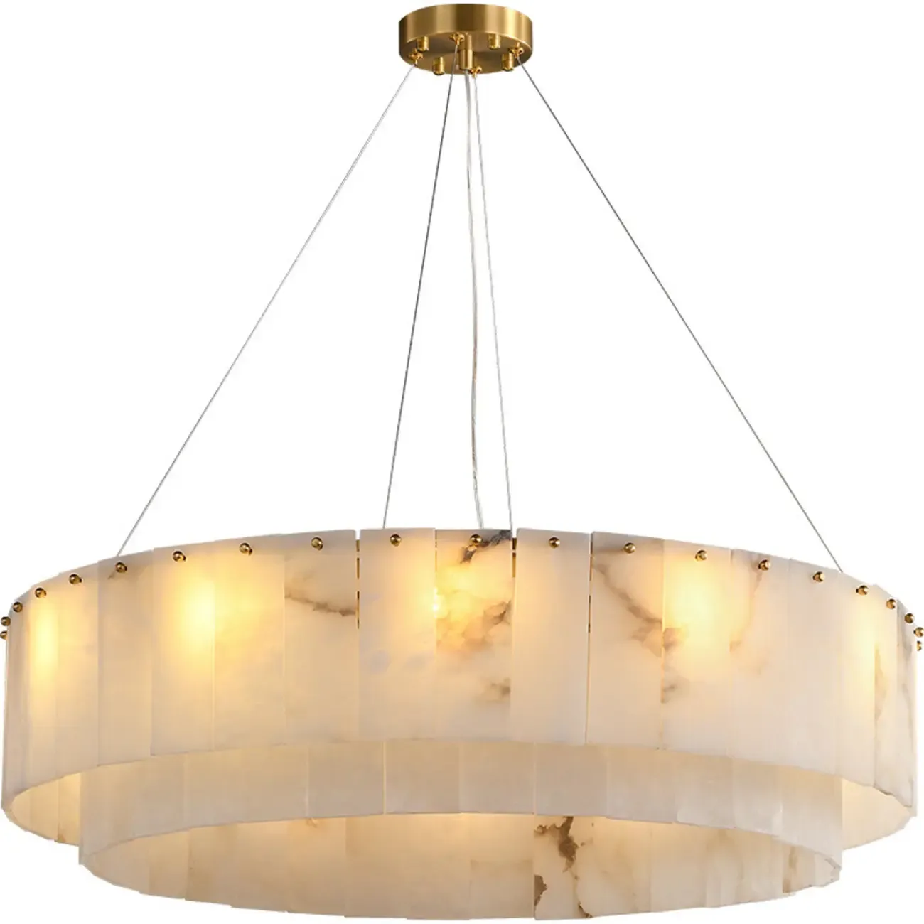 White Circular Alabaster Modern Ring Chandelier Light