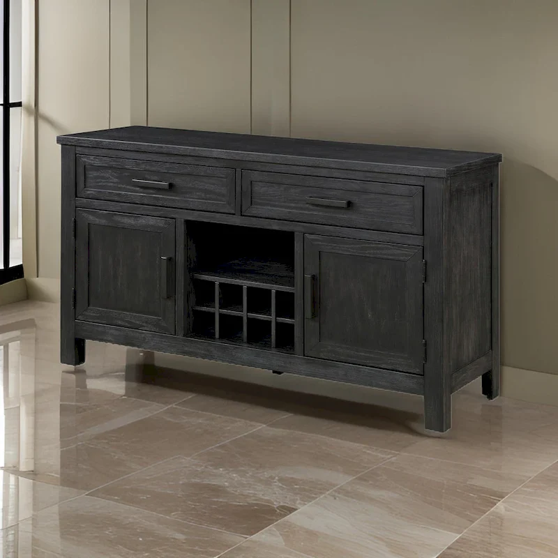 Lory 54 Inch Sideboard Server Buffet, 2 Drawers, Cabinets, Wine Rack, Black