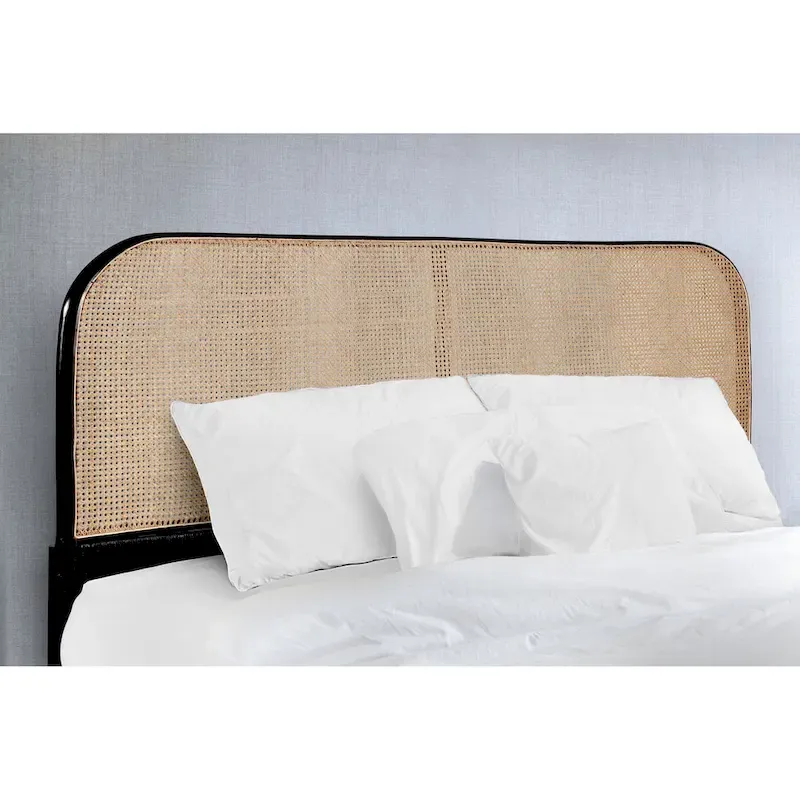 Natural Cane & Teak Wood Curved Headboard – Queen / King – Sleeps 2