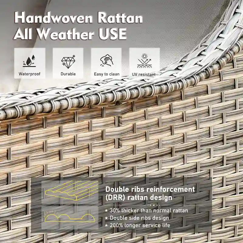 XIZZI 6-piece Patio Wicker Furniture Set with Fire Pit Table