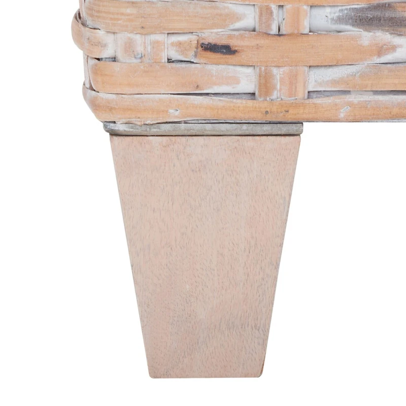 SAFAVIEH Caron Washed Natural Wicker Bench - 41  W x 28  D x 12  H - 41Wx28Dx12H