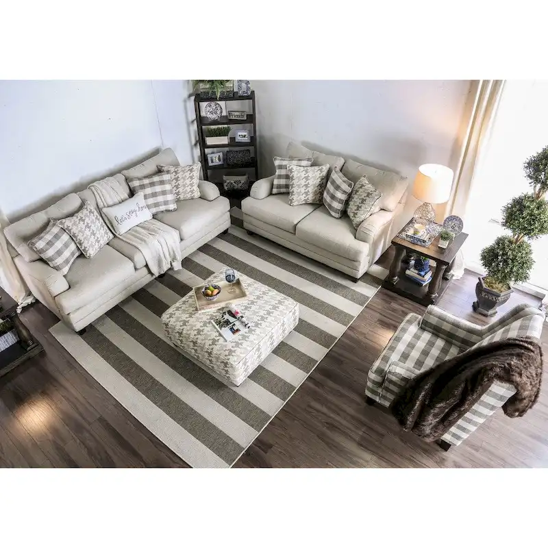 Zito Transitional Grey Linen Fabric Padded Sofa by Furniture of America