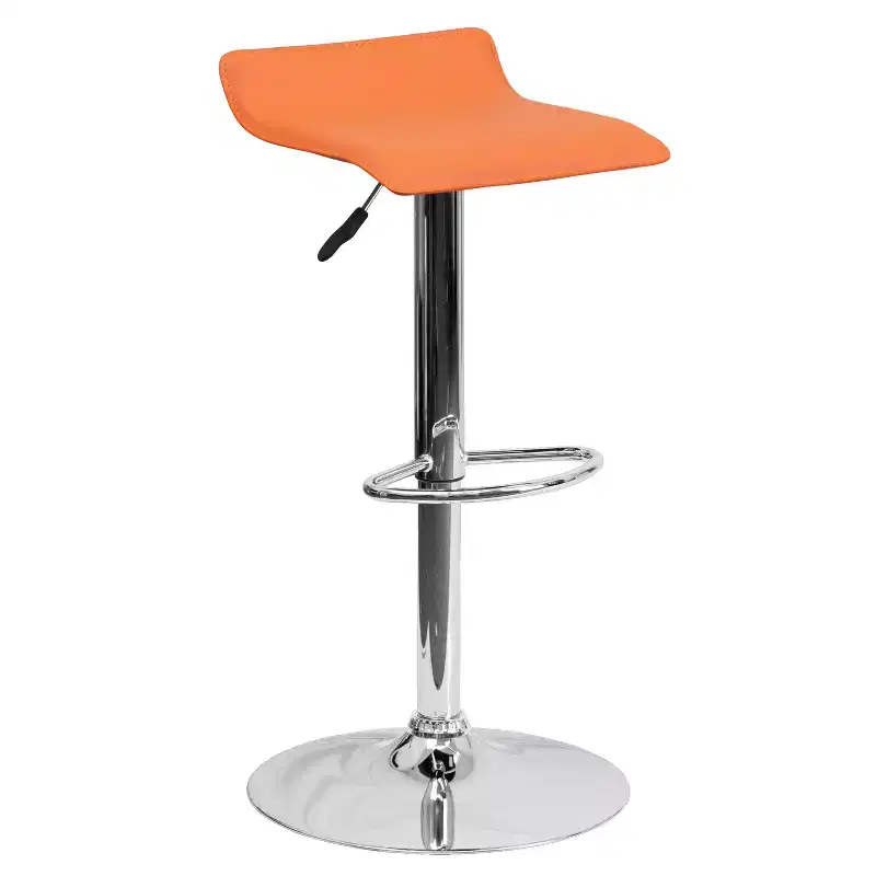 Flash Furniture Contemporary Vinyl Adjustable Height Barstool with Solid Wave Seat and Chrome Base
