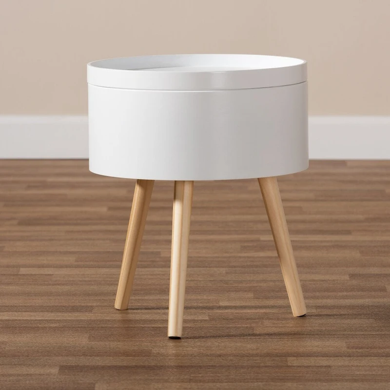 Baxton Studio Jessen Mid-Century Modern Wood End Table with Removable Top