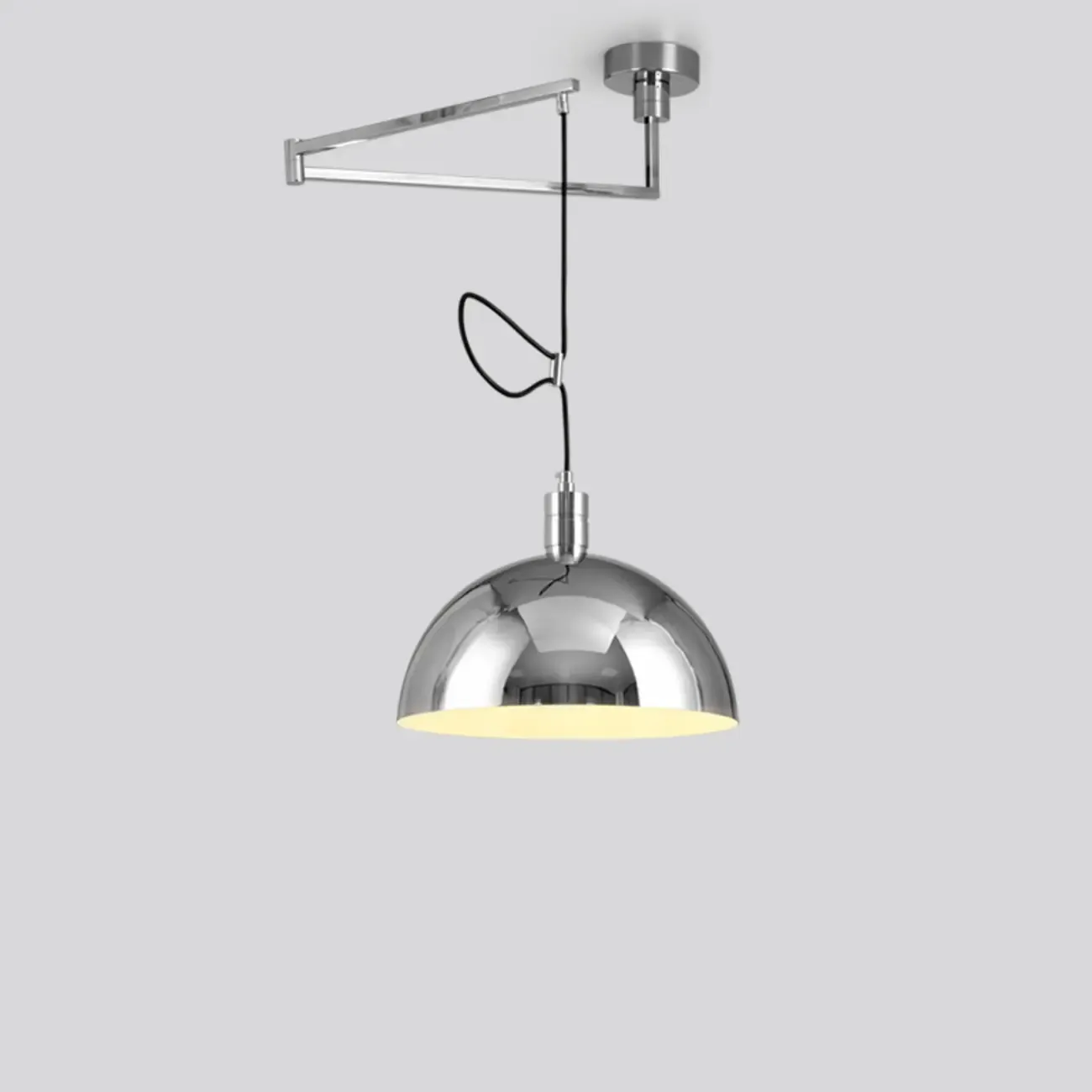 Adjustable Chrome Dome Swing Arm Kitchen Pendant Light from