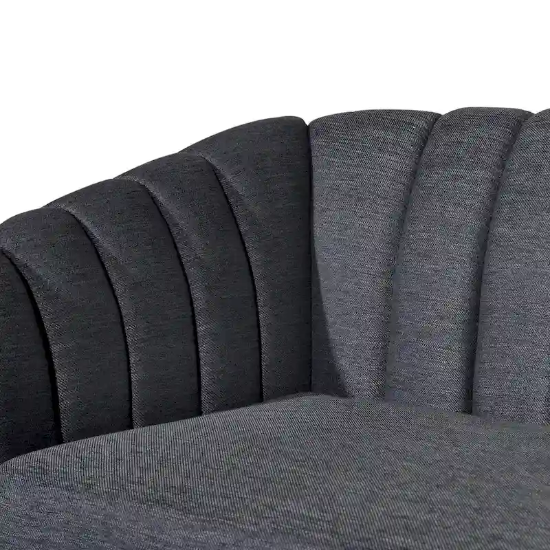 Channel-Tufted Sofa with Sloped Arms & Walnut Legs – Blush / Beige / Cloud Gray / Charcoal / Navy Blue, Mid-Century Modern, Seats 3