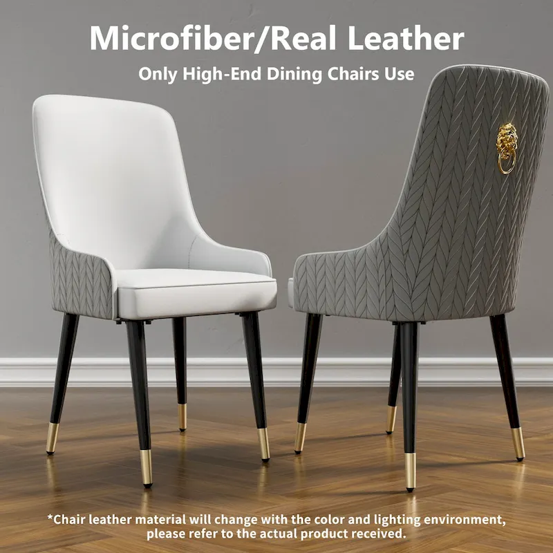 Modern PU Leather Dining Chair with Metal Legs - 17x17x36
