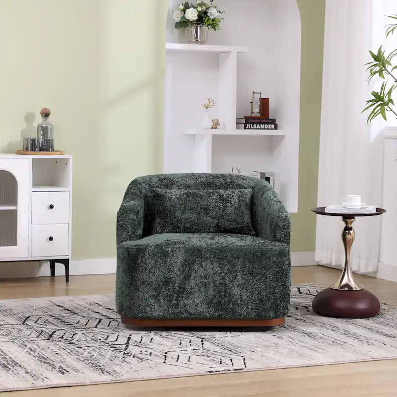 GDFStudio - Mia Chenille Fabric Swivel Accent Chair with Comfortable Cushions and Sturdy Base
