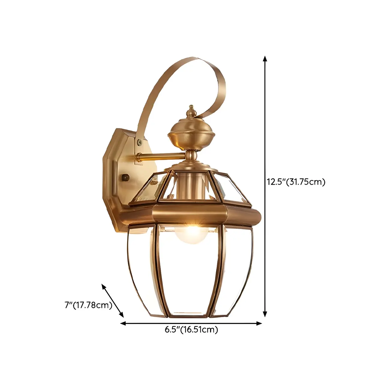 Transparent Gold Glass LED Wall Sconce with Metal Frame