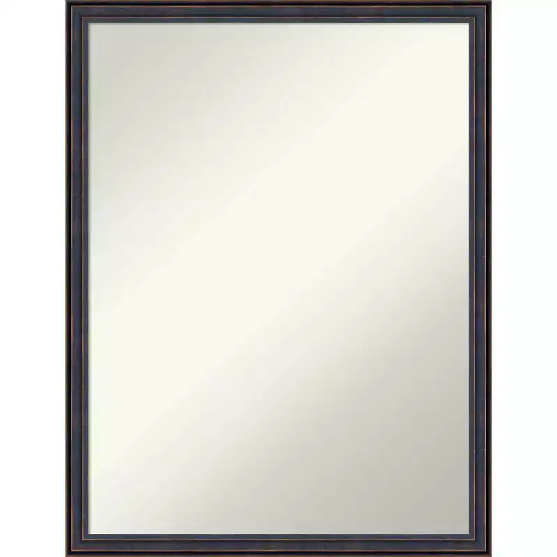 20" x 26" Non-Beveled Scoop Wood Bathroom Wall Mirror Dark Bronze - Amanti Art: Rectangle, Modern Style, Wall Mounted, Includes Hardware