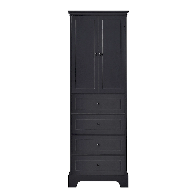 Storage Cabinet with 2 Doors and 4 Drawers for Bathroom Adjustable Shelf, MDF Board with Painted Finish