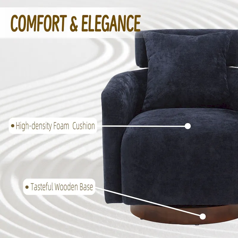 360 Degree Accent Swivel Chair,Chenille Upholstered Arm Chair
