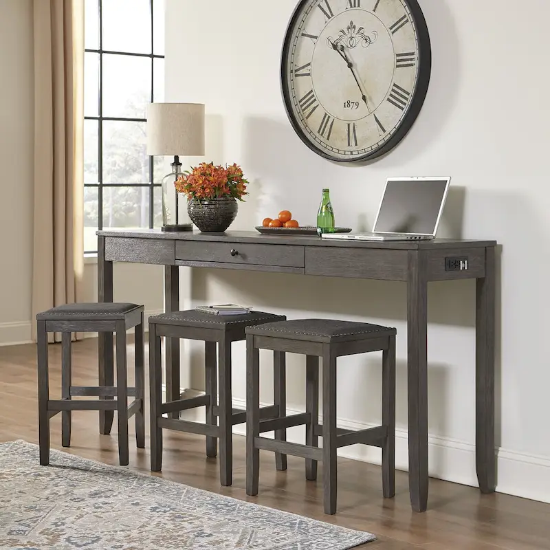 Caitbrook Rectangular Dining Room Counter Table Set of 4, Gray