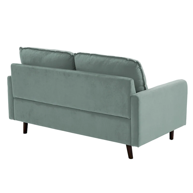 Modern Loveseat Velvet Wood Legs Sofa