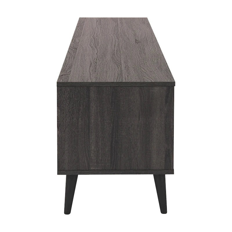 Brown/Grey & Grey TV Bench with Open Shelves, Fits TVs up to 85