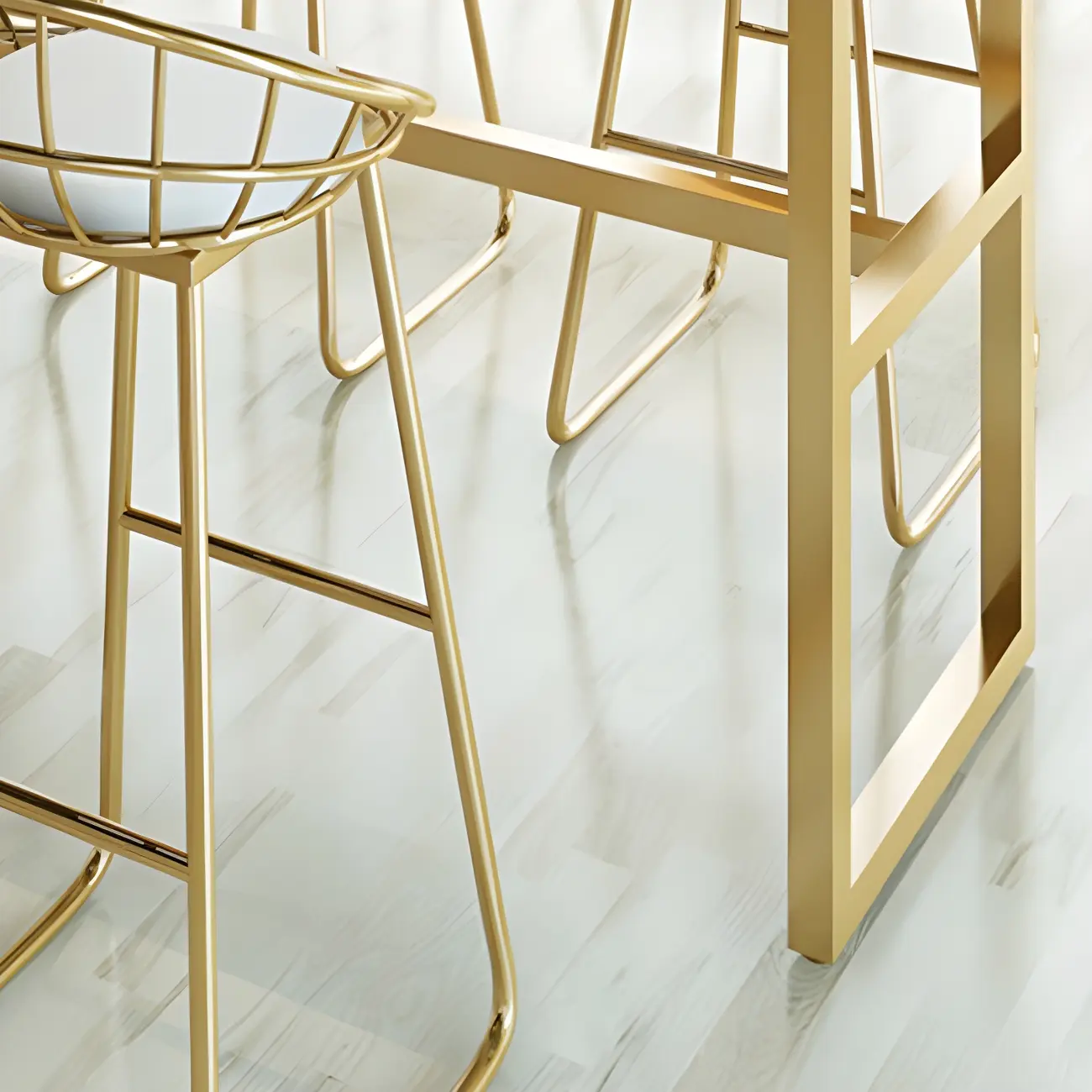 Rectangular Glam Marble Gold Base Bar Height Table