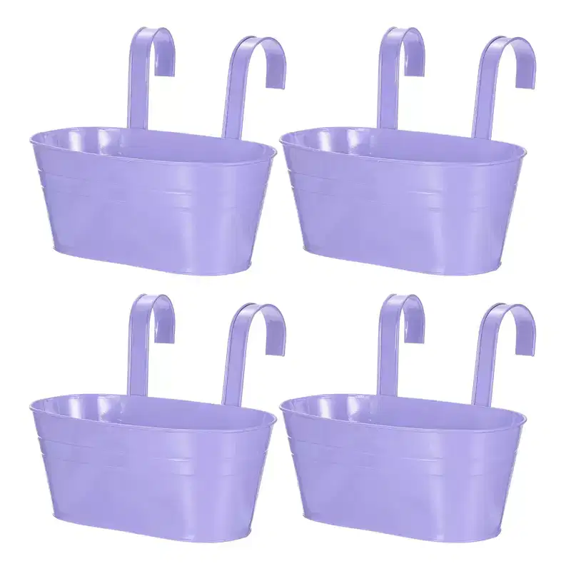 Unique Bargains Iron Rust Resistant Drainage Hole Design Removable Hook Design Hanging Planters 4 Pcs