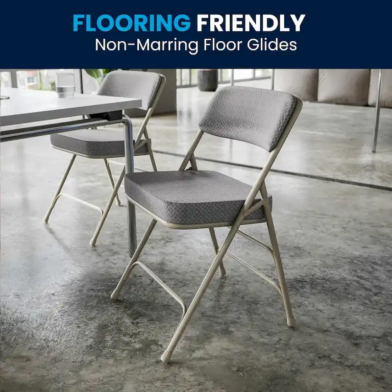 2 Pack Curved Triple Braced & Double Hinged Upholstered Metal Folding Chair