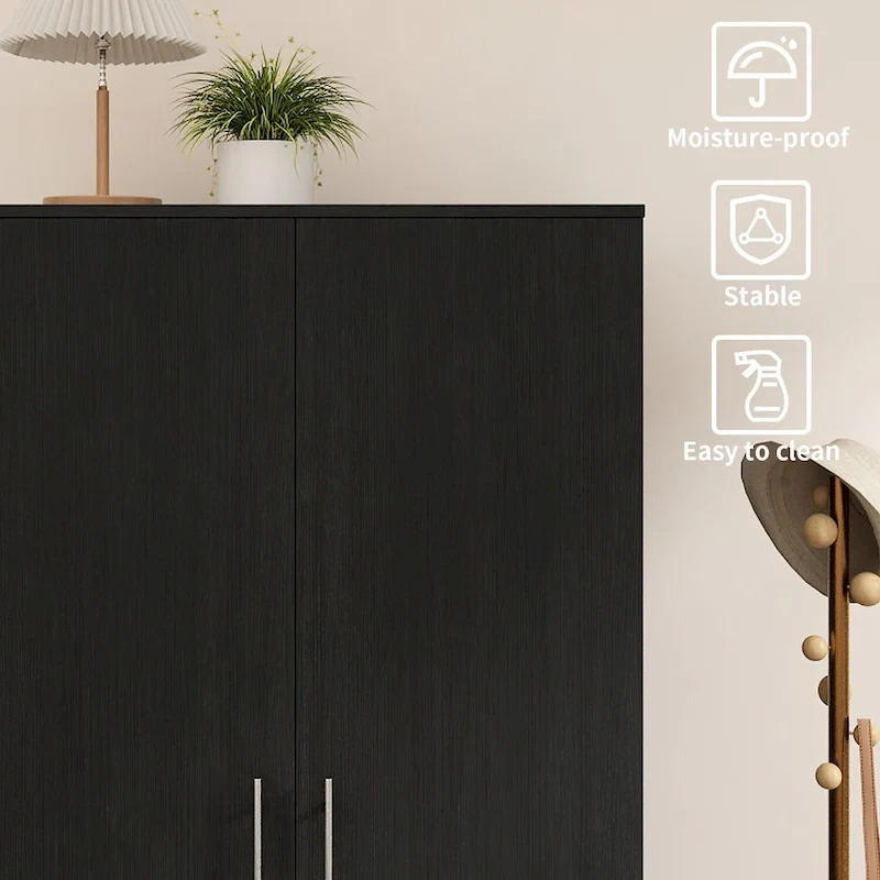 31.5 W x 66.9 H Wardrobe Armoire Cloest with Drawer In Black,White