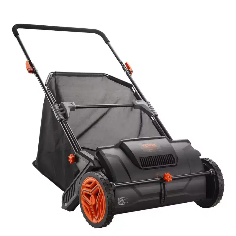 VIYET 21 Push Lawn Sweeper, 3.5 cu.ft Mesh Bag, Heavy-Duty Steel Grass Leaf Collector with 2 Brushes & Plastic Wheels for Lawn Garden Yard