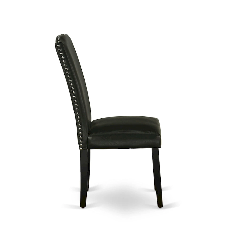 East West Furniture Dining Set- a Dining Table and Black Pu Leather Parson Chairs, Wire brushed Black.(Pieces Options)