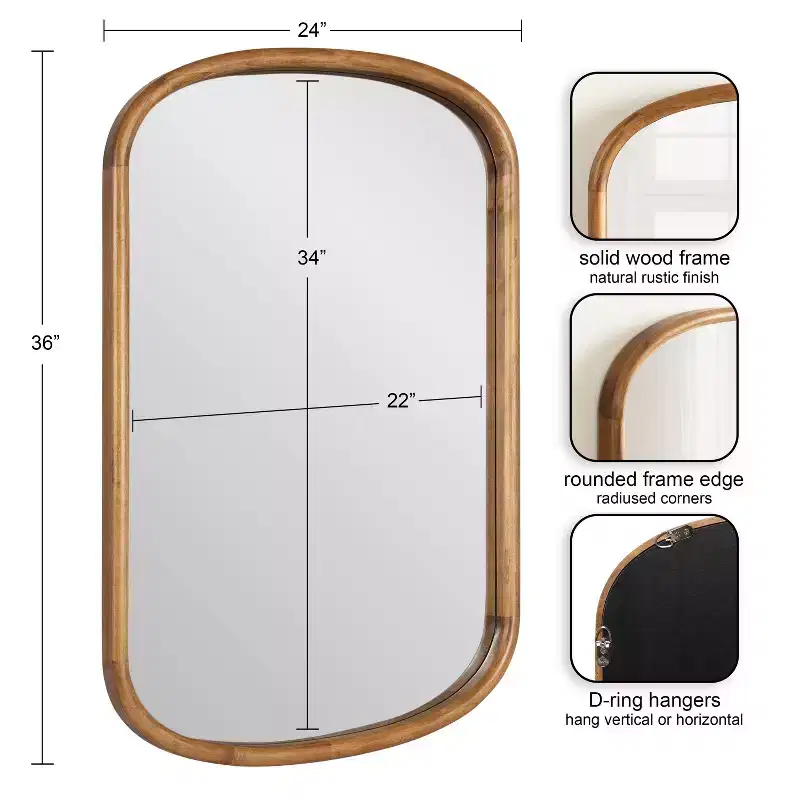 Kate & Laurel All Things Decor 24"X36" Talma Capsule Wall Mirror Rustic Brown