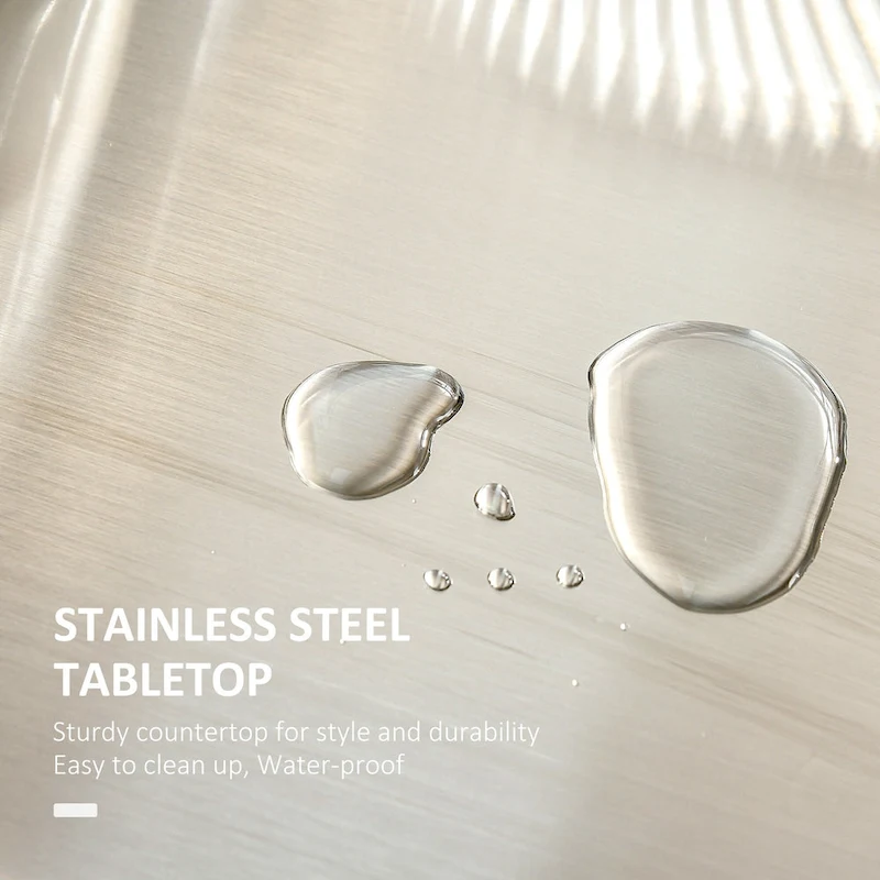 HOMCOM Kitchen Island on Wheels, Rolling Kitchen Cart with Stainless Steel Countertop, Drawer, Gray