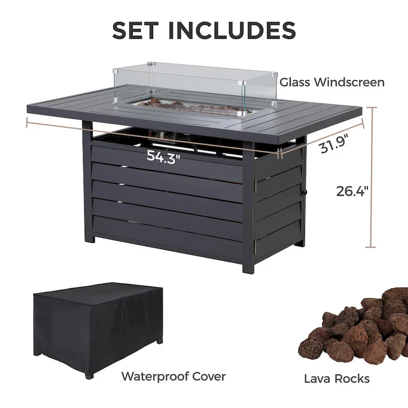 4 Pcs Patio Conversation Set with Propane Firepit