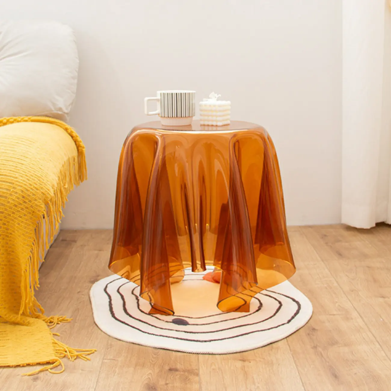 Scandinavian Clear Acrylic Round End Table