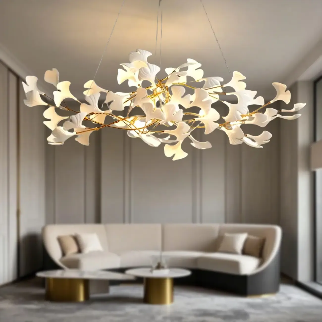 Irregular Gold 6-Light Ceramic Island Pendant Light