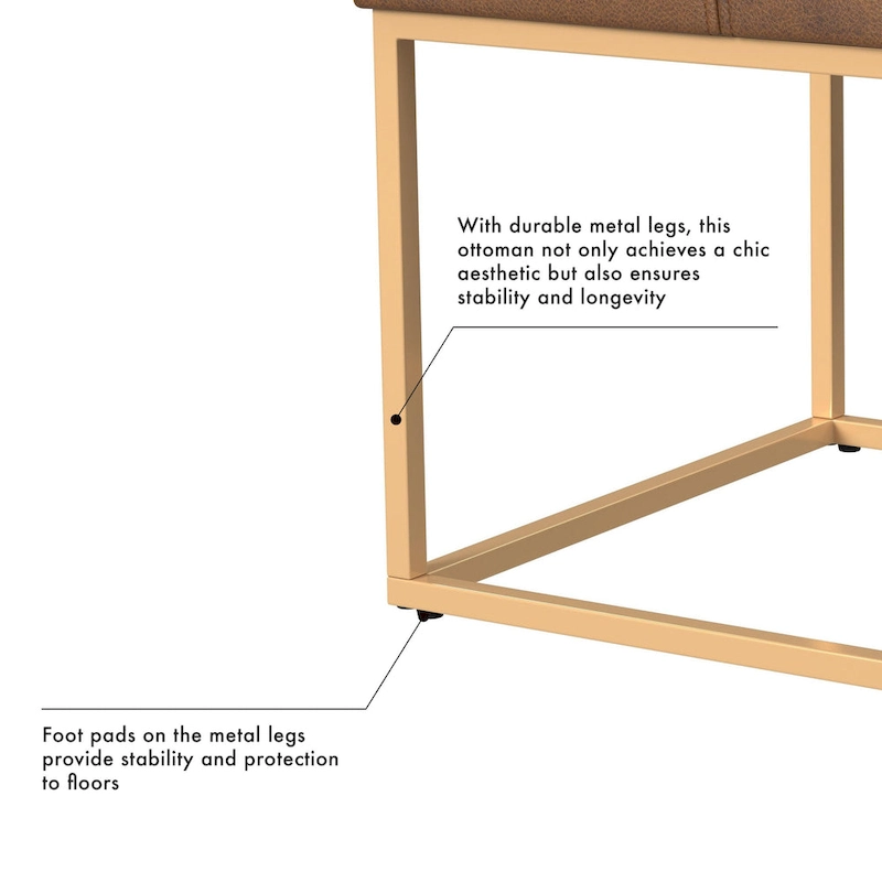 HomePop Square Metal Frame Ottoman