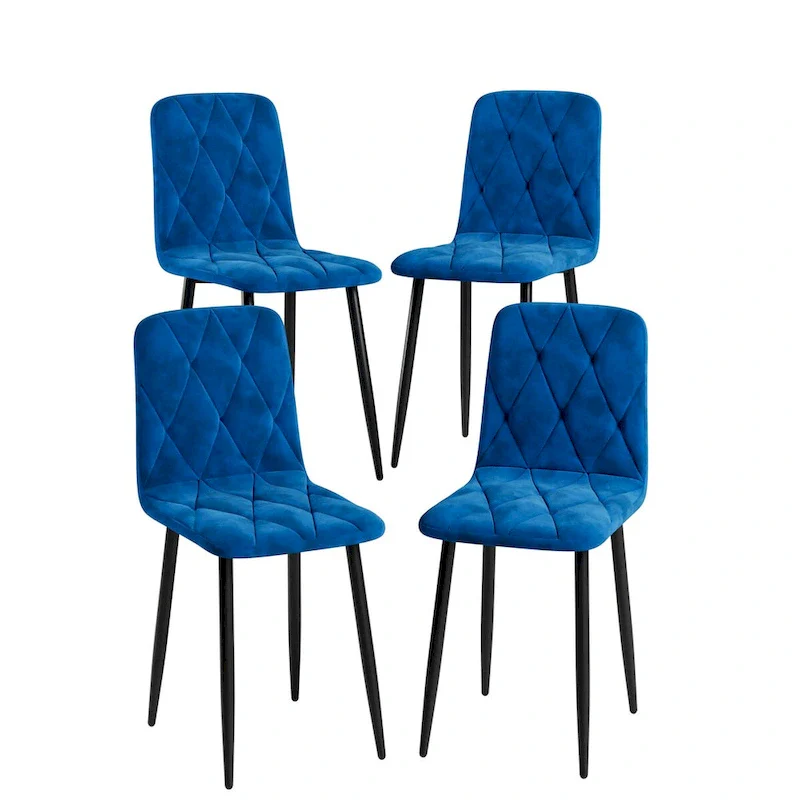 Dining Chairs Set of 4, Modern Kitchen Dining Room Chairs, PU Dining Chair Upholstered Cushion Seat and Sturdy Metal Legs