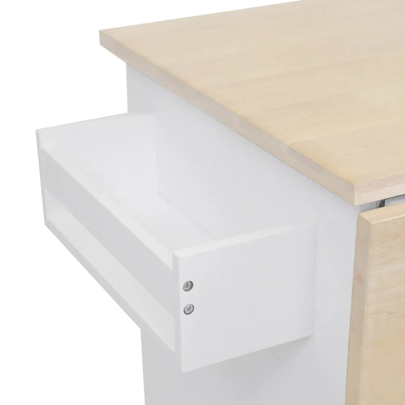 Kitchen Island with Drop Leaf,with Spice Rack, Towel Rack