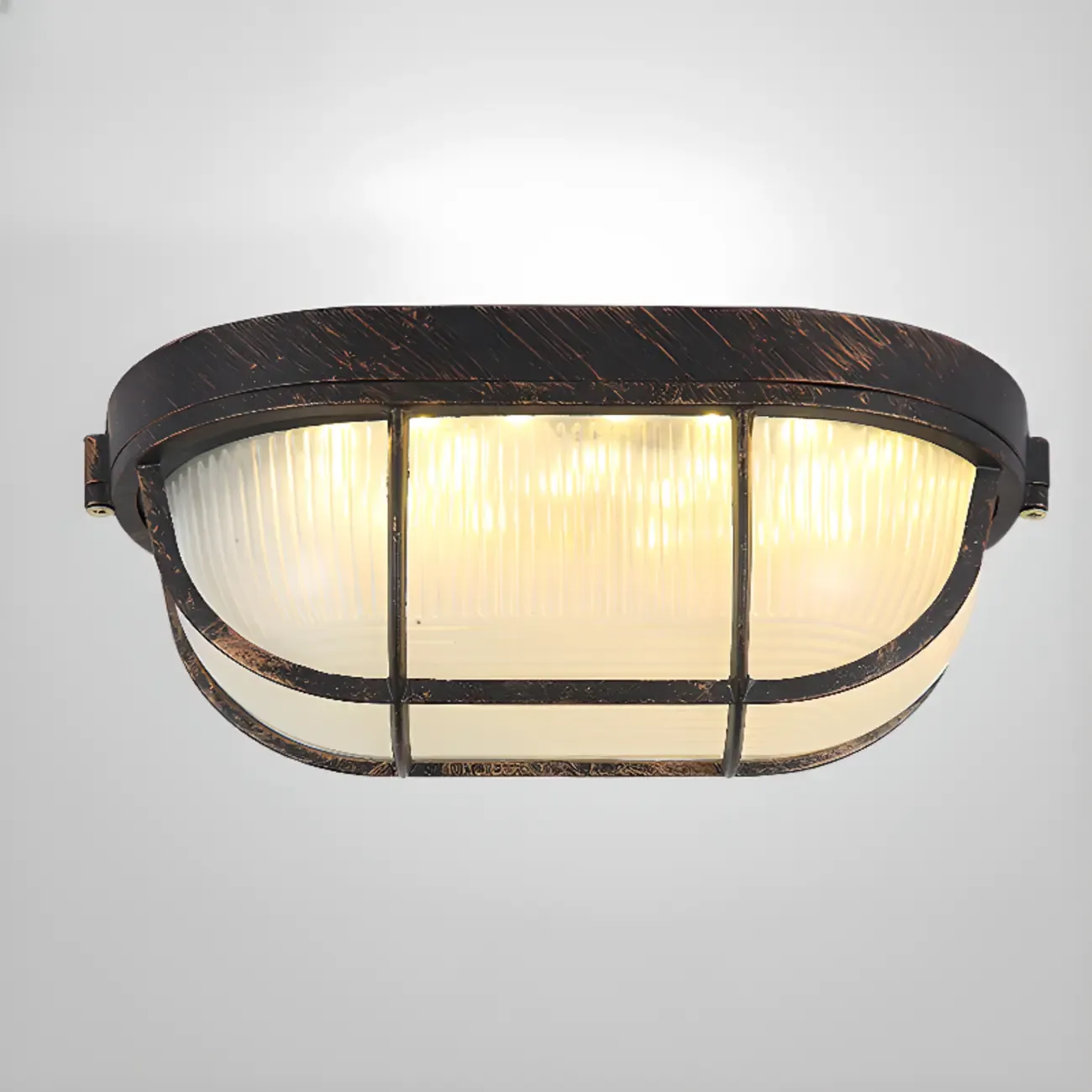 Industrial Black Round Metal LED Flush Ceiling Light