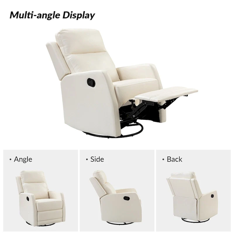 Modern Faux Leather Manual Rocking Swivel Recliner with Wingback