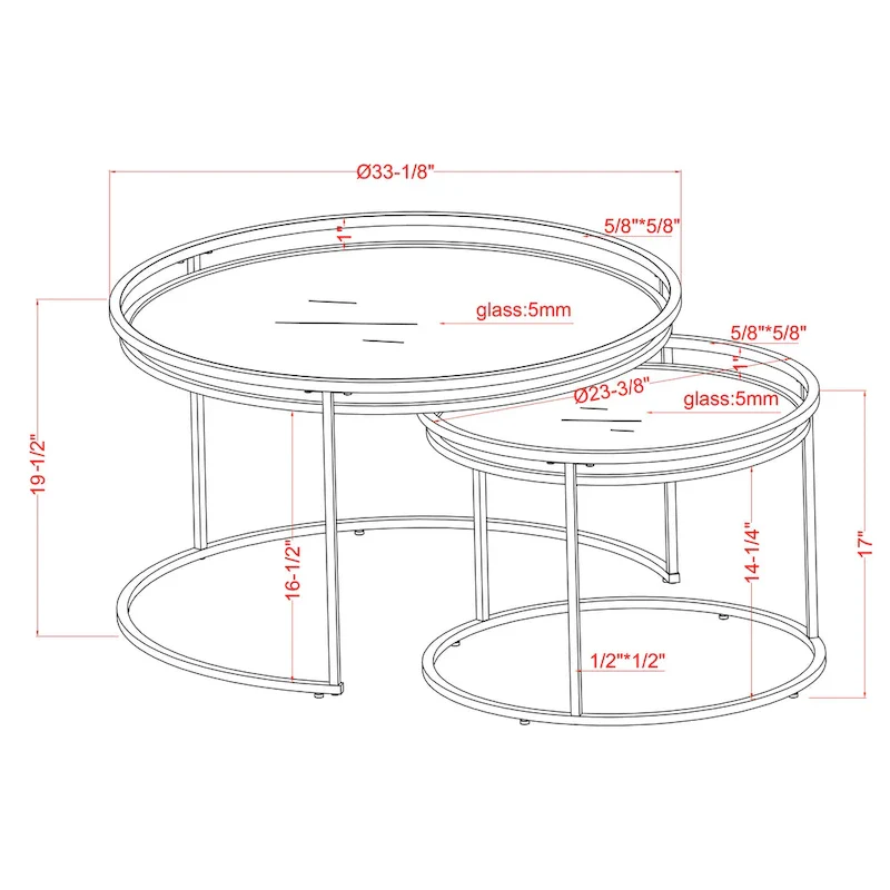 Glam Chrome Glass Top Nesting Tables