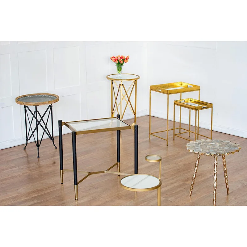 A&B Home Park View Matte Black and Gold Rectangle Occasional Table