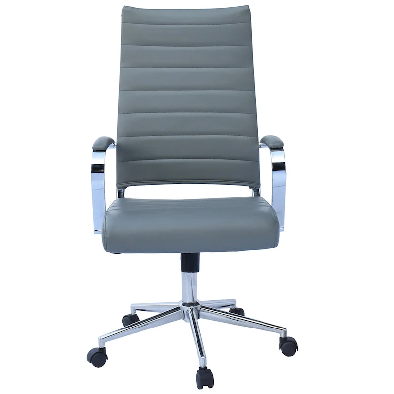 Modern High Back Office Chair Ribbed PU Leather Manager Tilt Conference Room Computer Desk Boss Task Executive Boss