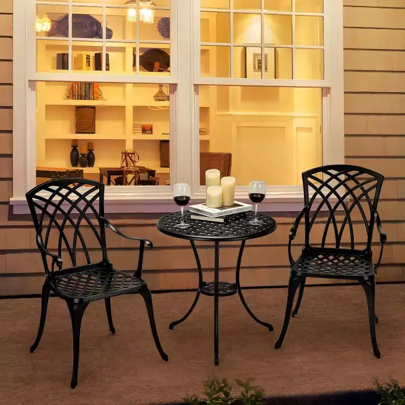 Acekool Outdoor Bistro Set - 3-Piece Cast Aluminum Table & Chairs