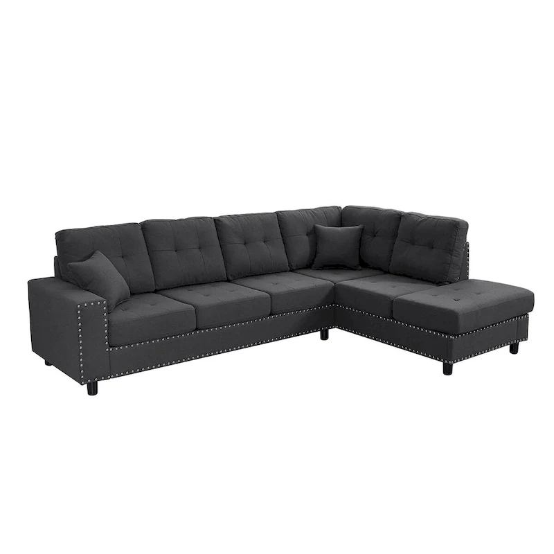 Merax Linen L-shaped Modular Sectional Sofa with Cushions
