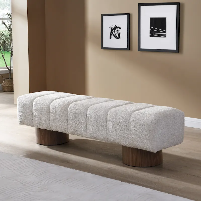 Christopher Knight Home - Daniel Upholstered Dining Bench, No-Assembly Entryway & Bedroom Ottoman with Sturdy Wood Legs