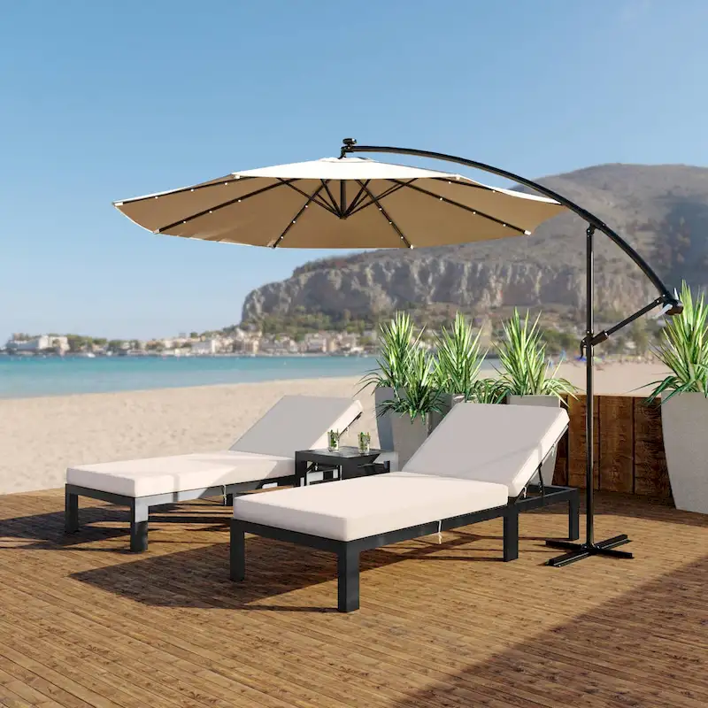 Chelsea Set of 2 Aluminum Armless Chaise Lounge Chair With Cushions for Outdoor Summer Patio Porch Beach Backyard Pool