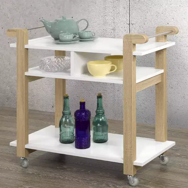 Brassex Carie Kitchen Cart White/Oak